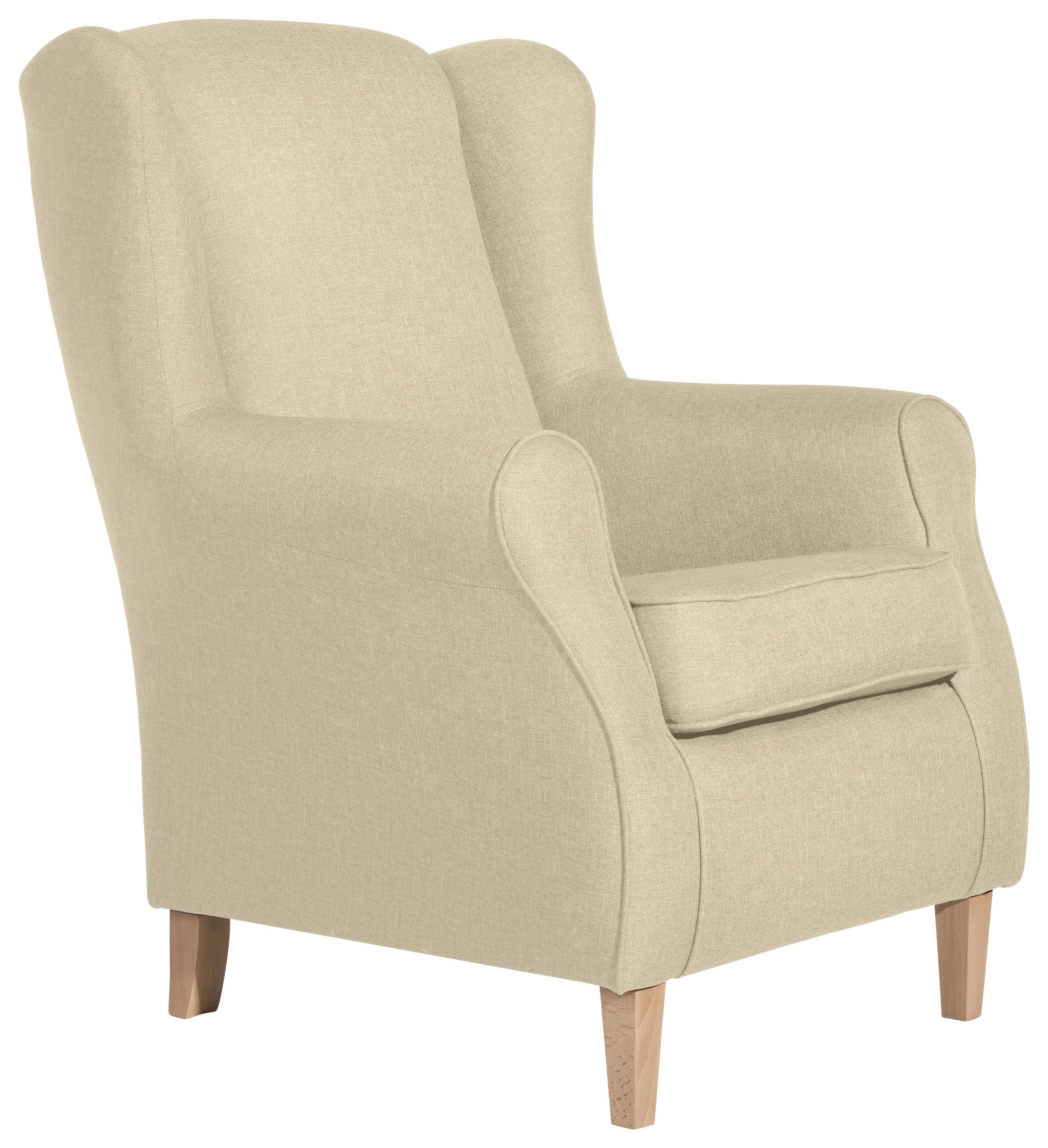 Ohrensessel Lorris Beige Falchgewebe - Beige/Buchefarben, MODERN, Textil (77/103/86cm) - Max Winzer