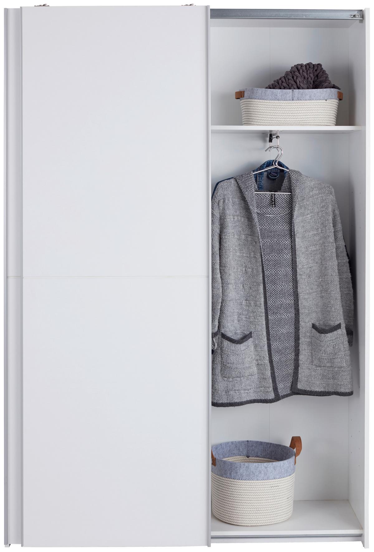 Ormar S Kliznim Vratima Slim - bijela/boje aluminija, Konvencionalno, drvni materijal (125/195,5/38cm) - Modern Living