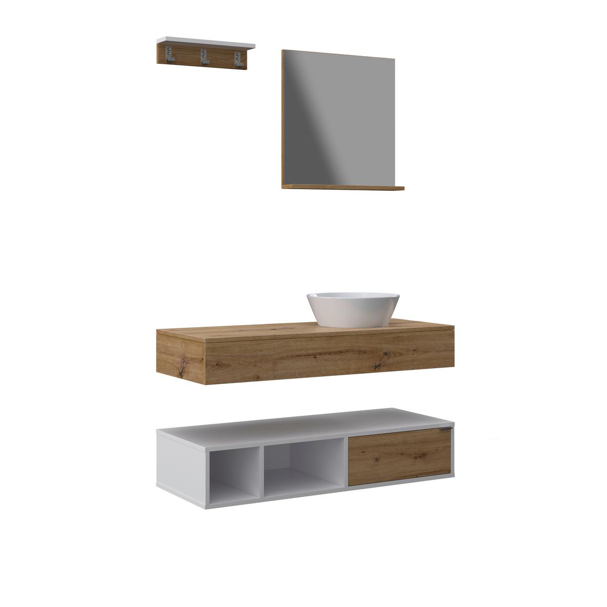 Badezimmer Wick 5 Tlg. Naturfarben/Weiß - Alufarben/Naturfarben, MODERN, Glas/Keramik - Bessagi Home