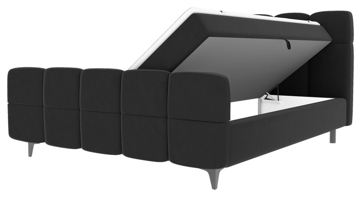 Boxbett Mona Schwarz ca. 140x200cm - Schwarz, KONVENTIONELL, Kunststoff/Textil (140/200cm) - Mömax