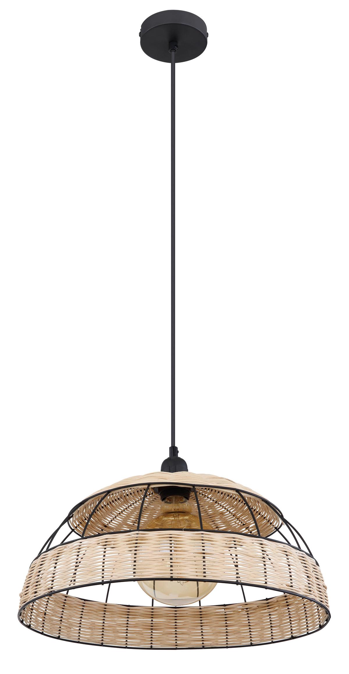 Hängeleuchte Strahler in Natur/Schwarz max. 60 Watt - Schwarz/Naturfarben, Natur, Kunststoff/Metall (40/120cm) - Globo