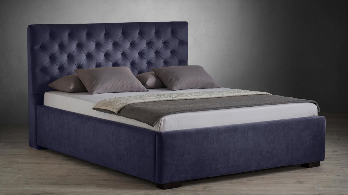 Tapecirani Krevet Miami Storage - tamno plava/crna, Design, drvo/tekstil (180/200cm) - Modern Living