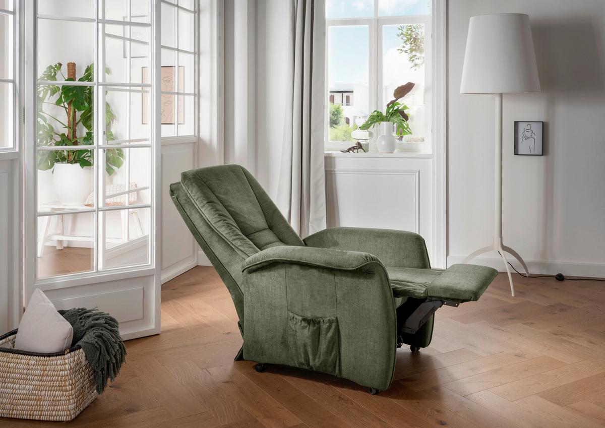 Relaxsessel Harry Dunkelgrün Velours - Dunkelgrün/Schwarz, Design, Kunststoff/Textil (77/107/88cm) - Livetastic