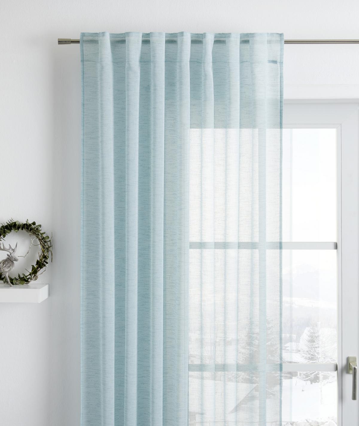 Fertigvorhang Sigrid in Jade ca.140x245cm - Blau, ROMANTIK / LANDHAUS, Textil (140/245cm) - Premium Living