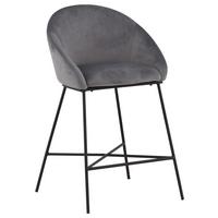 Barhocker Velvet VELVET - Dunkelgrau/Schwarz, Design, Textil/Metall (58,5/97/57cm) - Livetastic