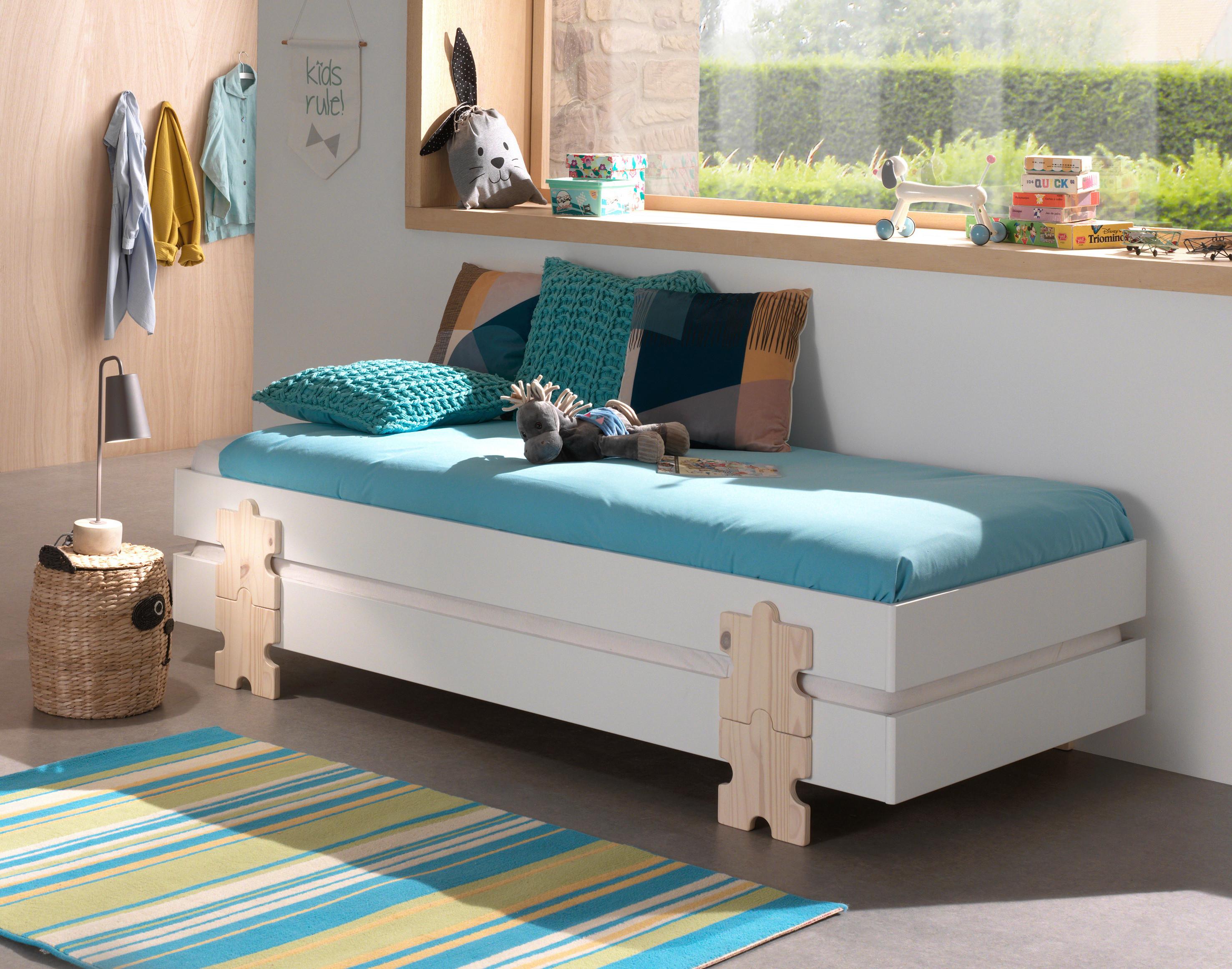 Stapelbett Modulo Weiß - Weiß/Kieferfarben, MODERN, Holz/Holzwerkstoff (90/200cm) - Vipack