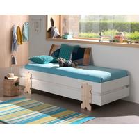Stapelbett Modulo Weiß - Weiß/Kieferfarben, MODERN, Holz/Holzwerkstoff (90/200cm) - Vipack