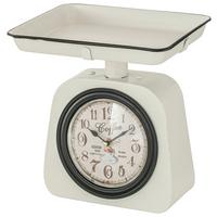 Tischuhr Waage II aus Metall - Weiss, Modern, Metall (28/30/22cm)