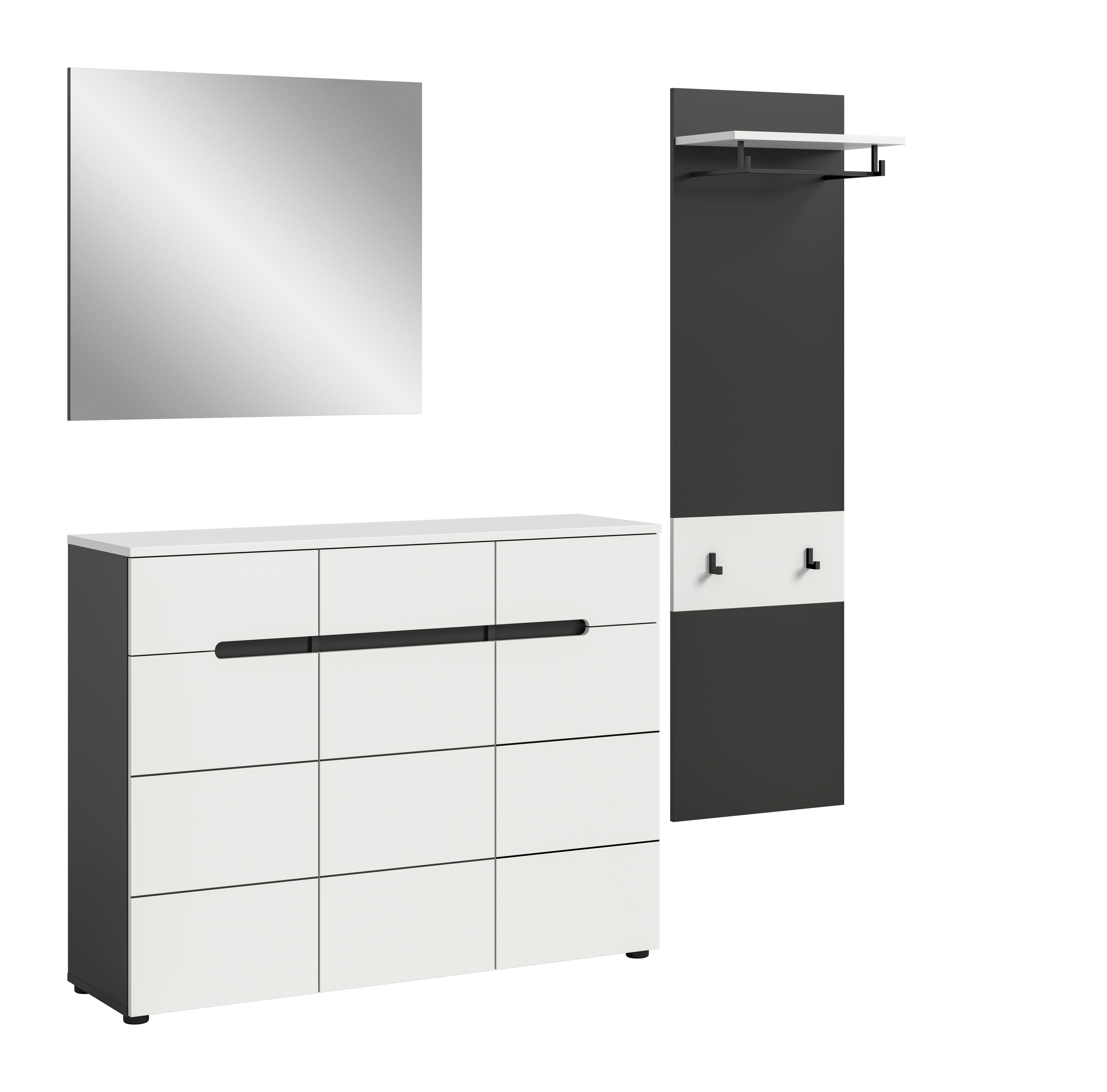 Predsoba Canu, Bela, Siva, 3-Delna - siva/bela, Design, leseni material (180/190/37cm) - Livetastic