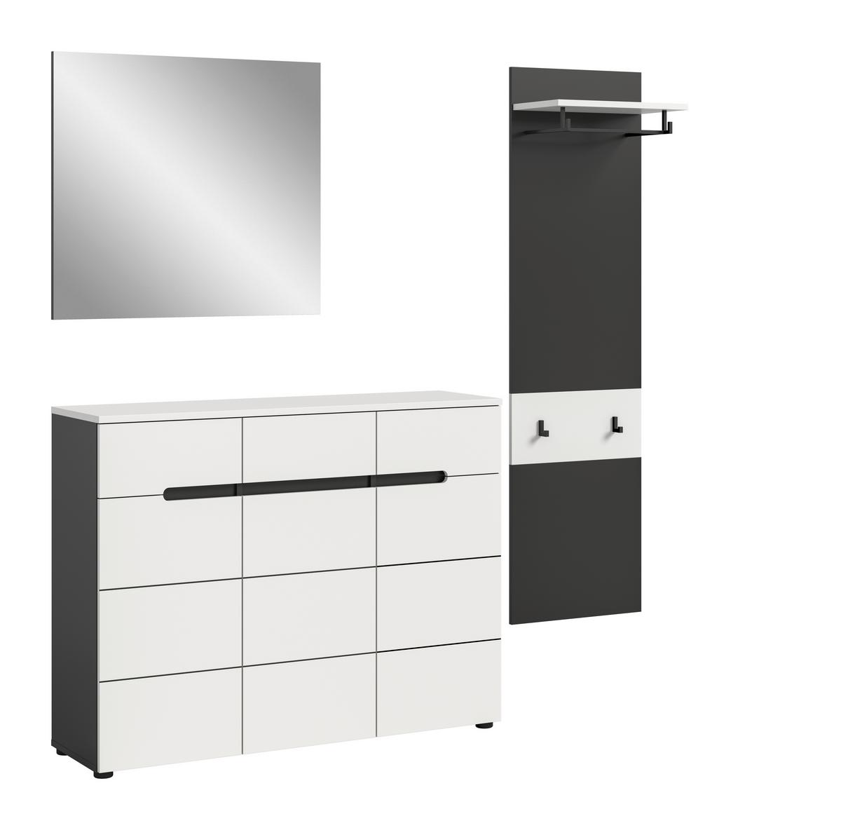 Predsoba Canu, Bela, Siva, 3-Delna - siva/bela, Design, leseni material (180/190/37cm) - Livetastic