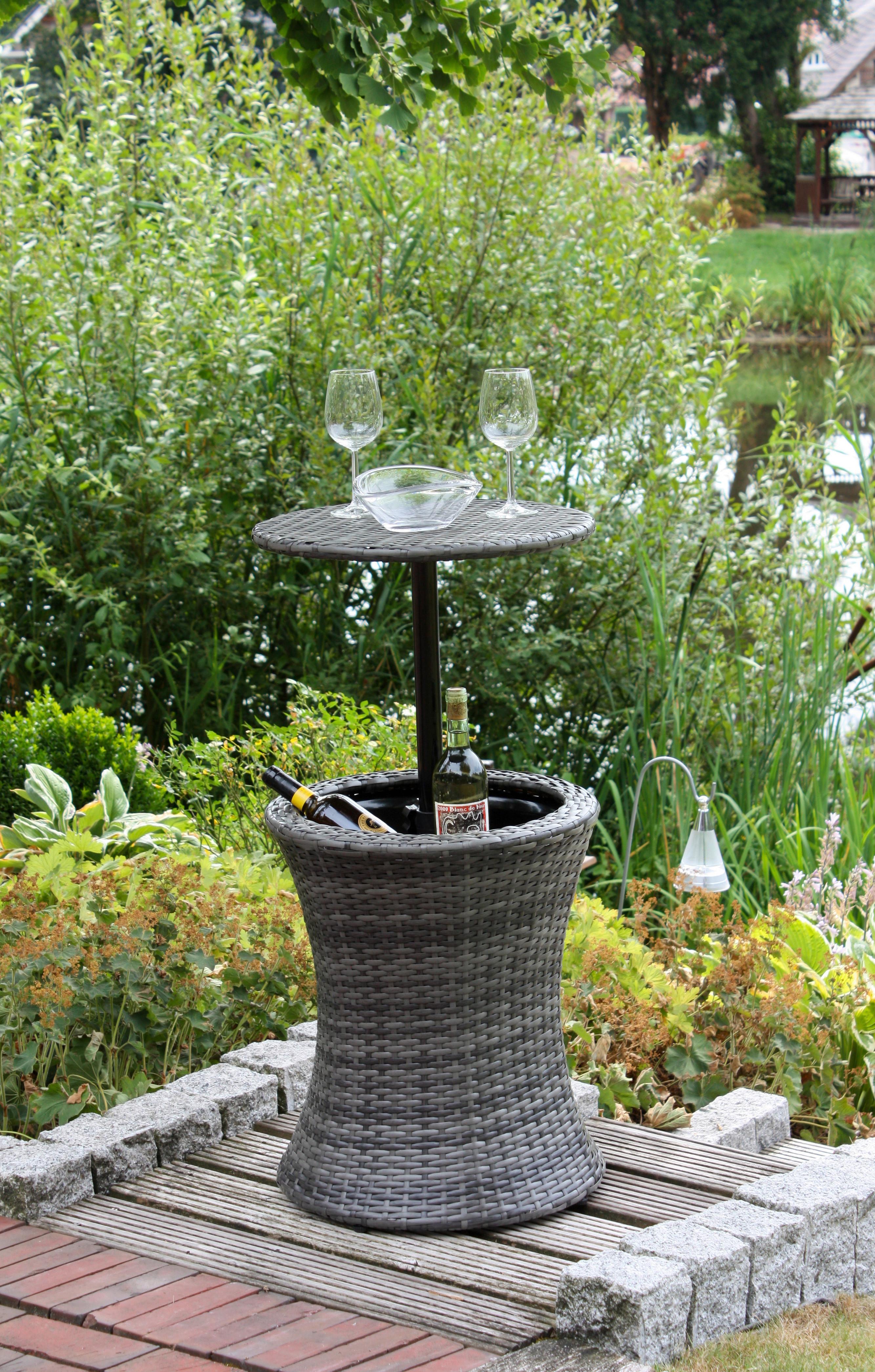 Gartentisch Mumbai ca. 45x55 cm Dunkelgrau - Dunkelgrau/Schwarz, Basics, Kunststoff/Metall (45/55/45cm) - Gardenson
