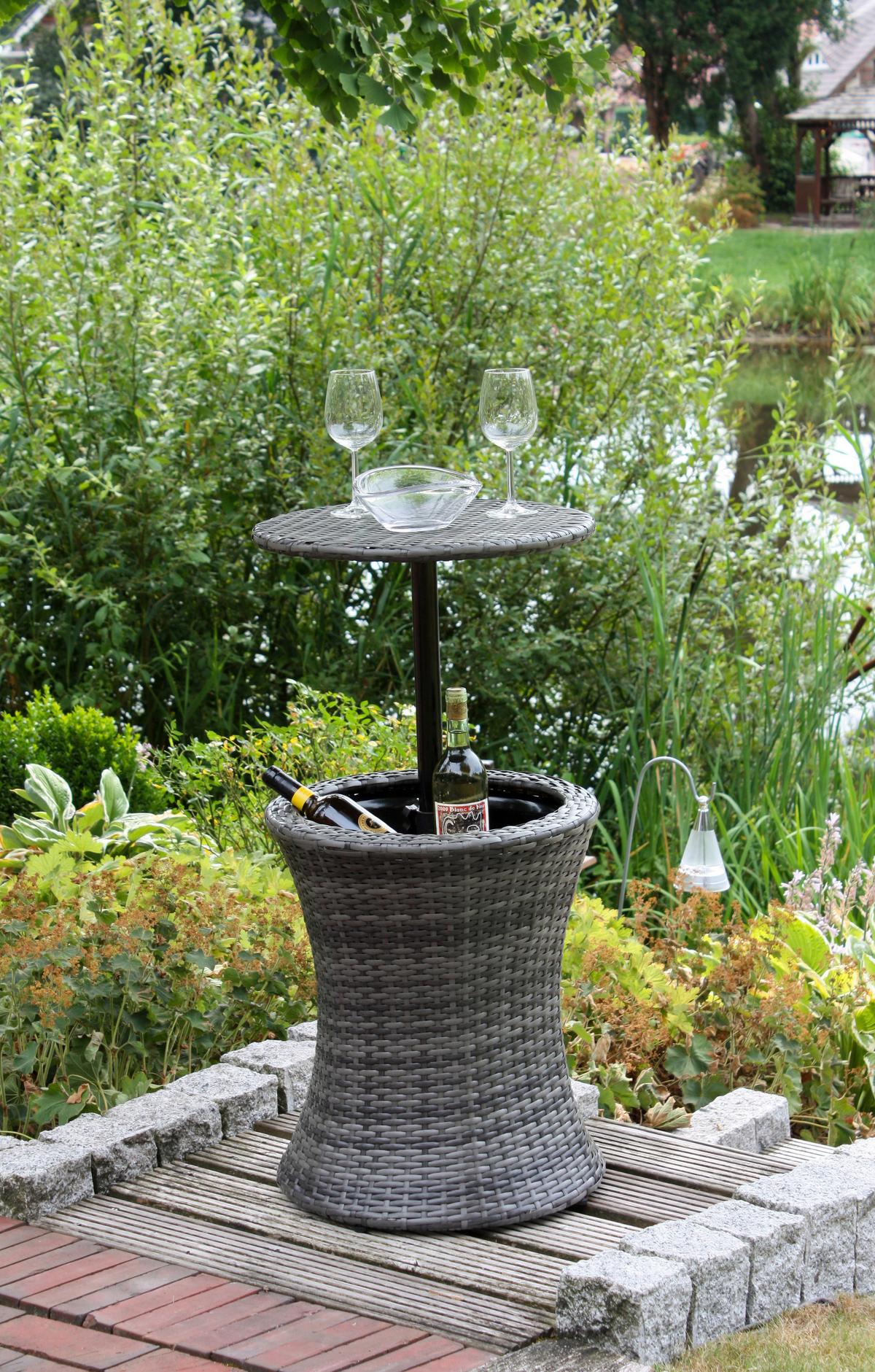 Gartentisch Mumbai ca. 45x55 cm Dunkelgrau - Dunkelgrau/Schwarz, Basics, Kunststoff/Metall (45/55/45cm) - Gardenson