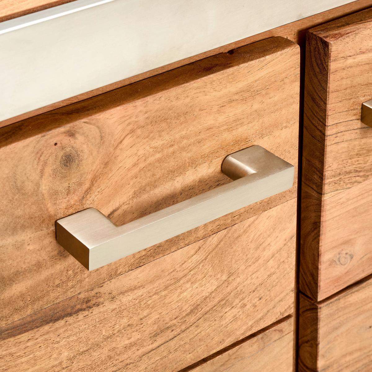 KOMODA SYLVIA - kolor akacjowy/kolor srebrny, Konventionell, metal/drewno (100/85/40cm) - Livetastic