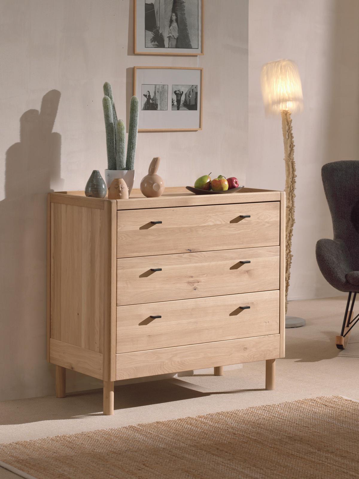 Wickelkommode Forrest Eichefarben Echtholz - Eichefarben/Schwarz, MODERN, Holz/Metall (100/95/55cm) - Vipack