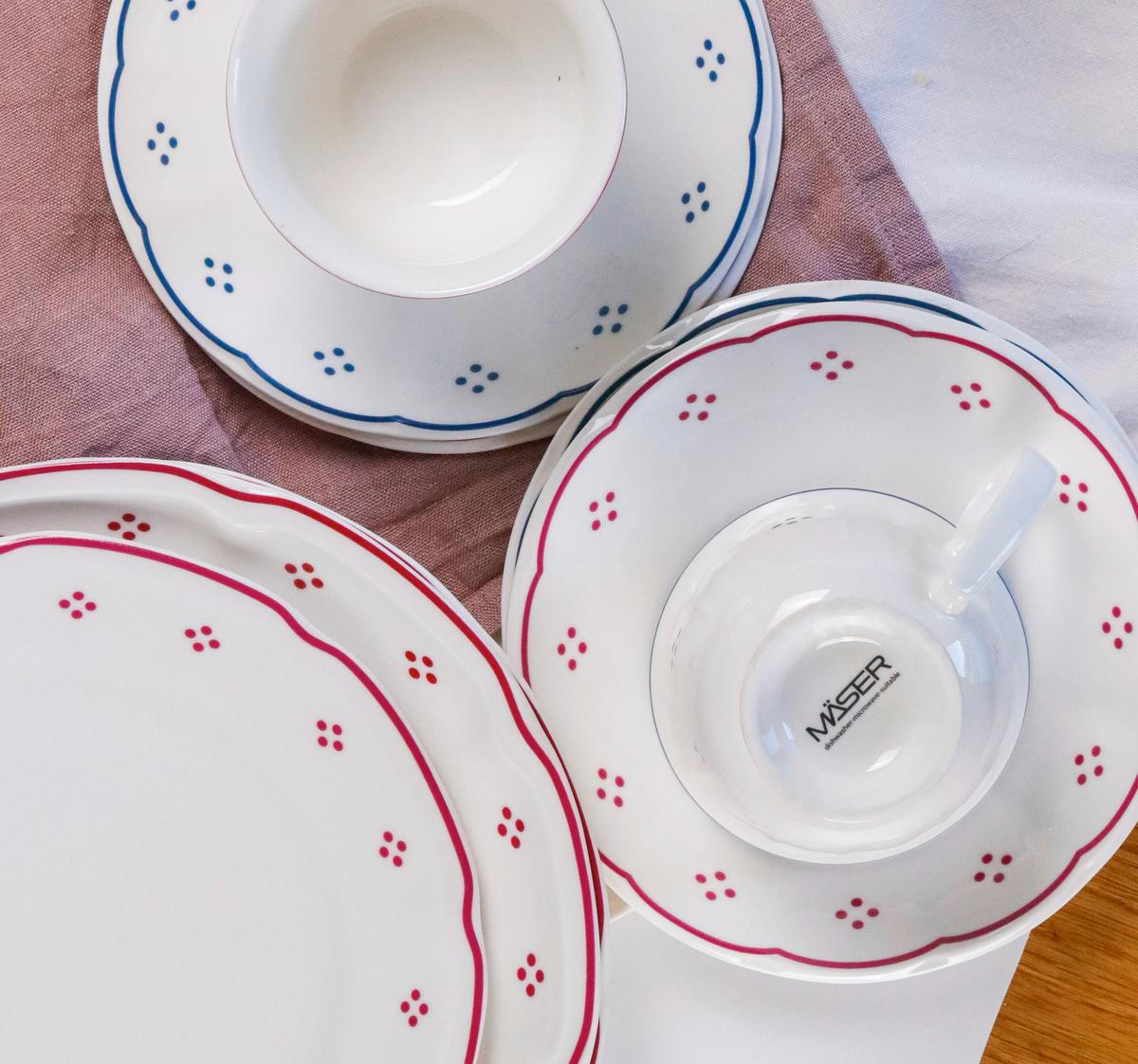 SERVICE À CAFÉ 934143 KAFFEESERVICE LOVA - blanc/rouge, Basics, céramique - Mäser