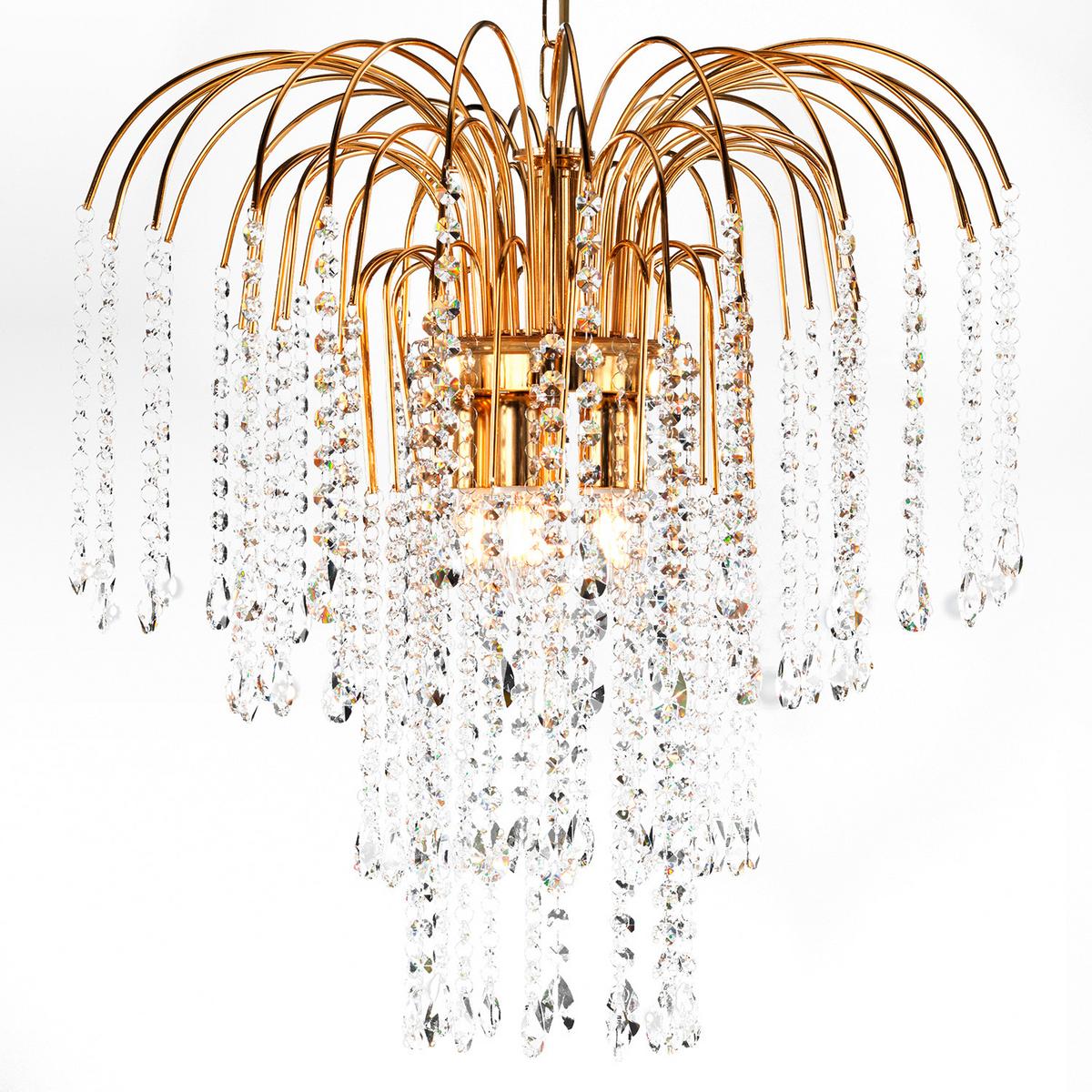 Kristall-Hängeleuchte Pioggia Goldfarben max. 6 Watt - Goldfarben, KONVENTIONELL, Glas/Metall (50/110cm)