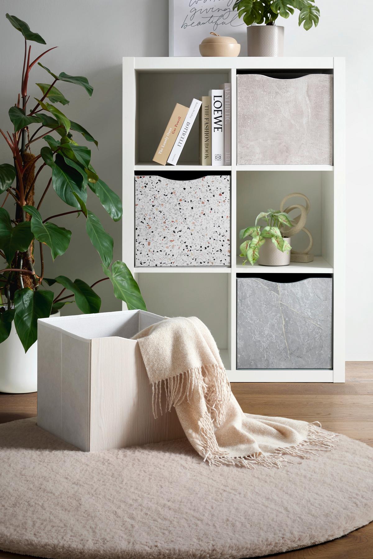 ZLOŽLJIV ZABOJ BETTY - siva, Konvencionalno, tekstil/leseni material (33/33/32cm) - Mömax