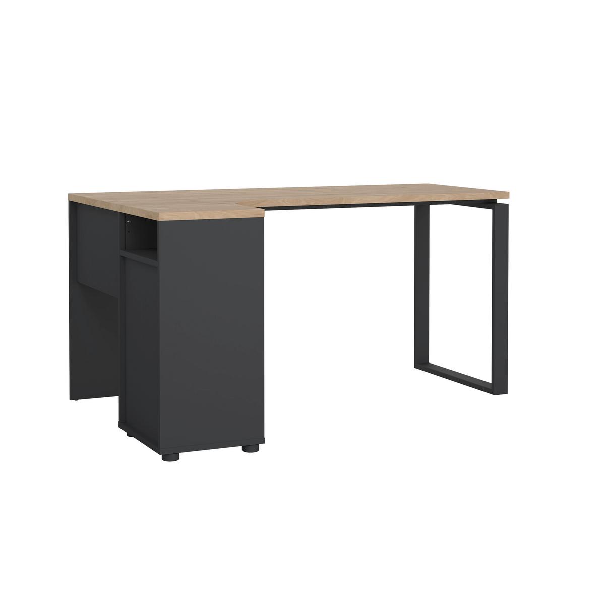 Kotna Pisalna Miza Sign, Siva, Barva Hrasta - siva/barve hrasta, Moderno, kovina/leseni material (150/99,6/75,6cm) - MID.YOU