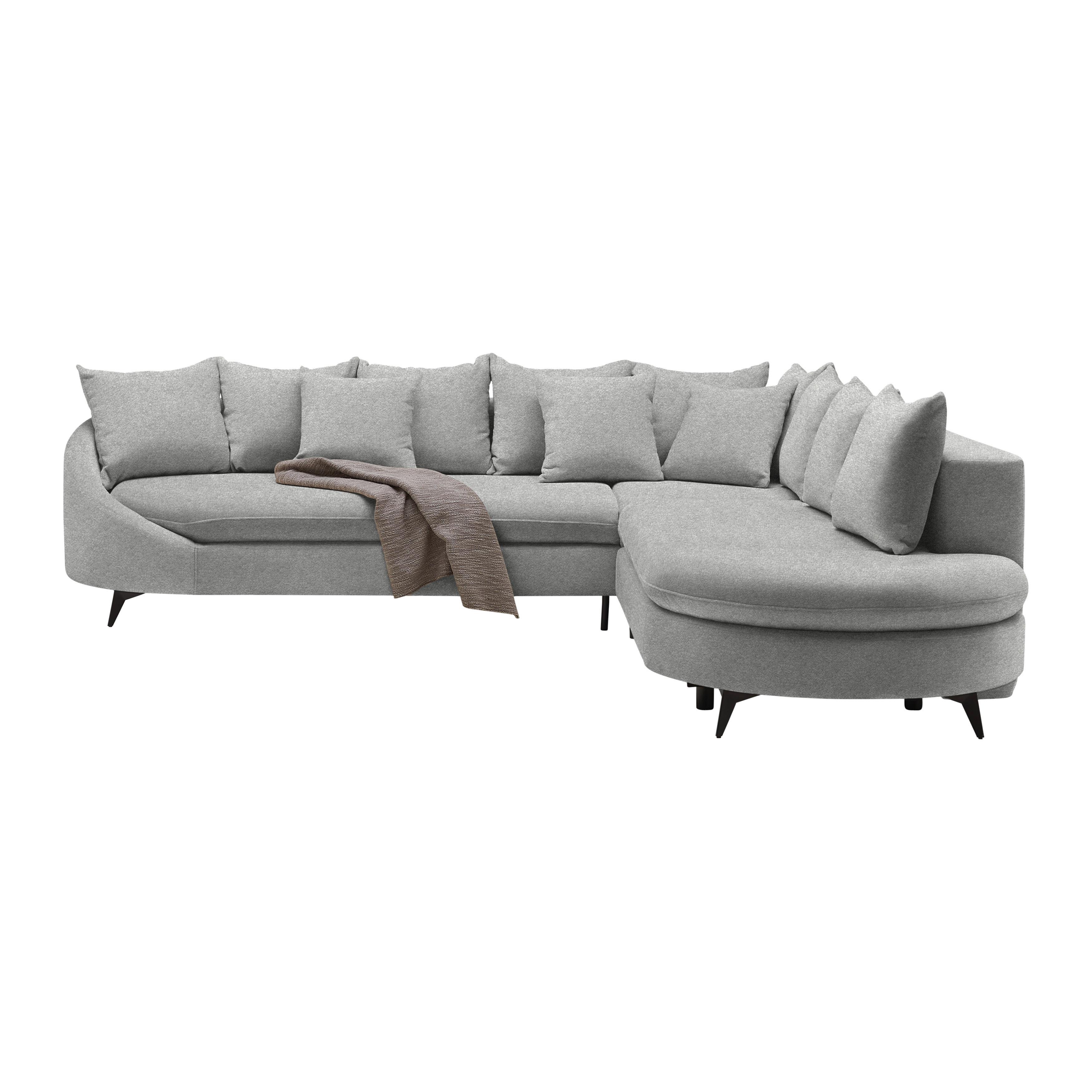 Ecksofa Axel Hellgrau - Hellgrau/Schwarz, MODERN, Textil/Metall (291/87/250cm) - Mömax