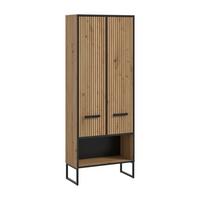 Hochschrank Bagno Eiche Artisan/Schwarz - Schwarz/Eiche Artisan, Trend, Holzwerkstoff/Kunststoff (59/159/32cm) - MID.YOU