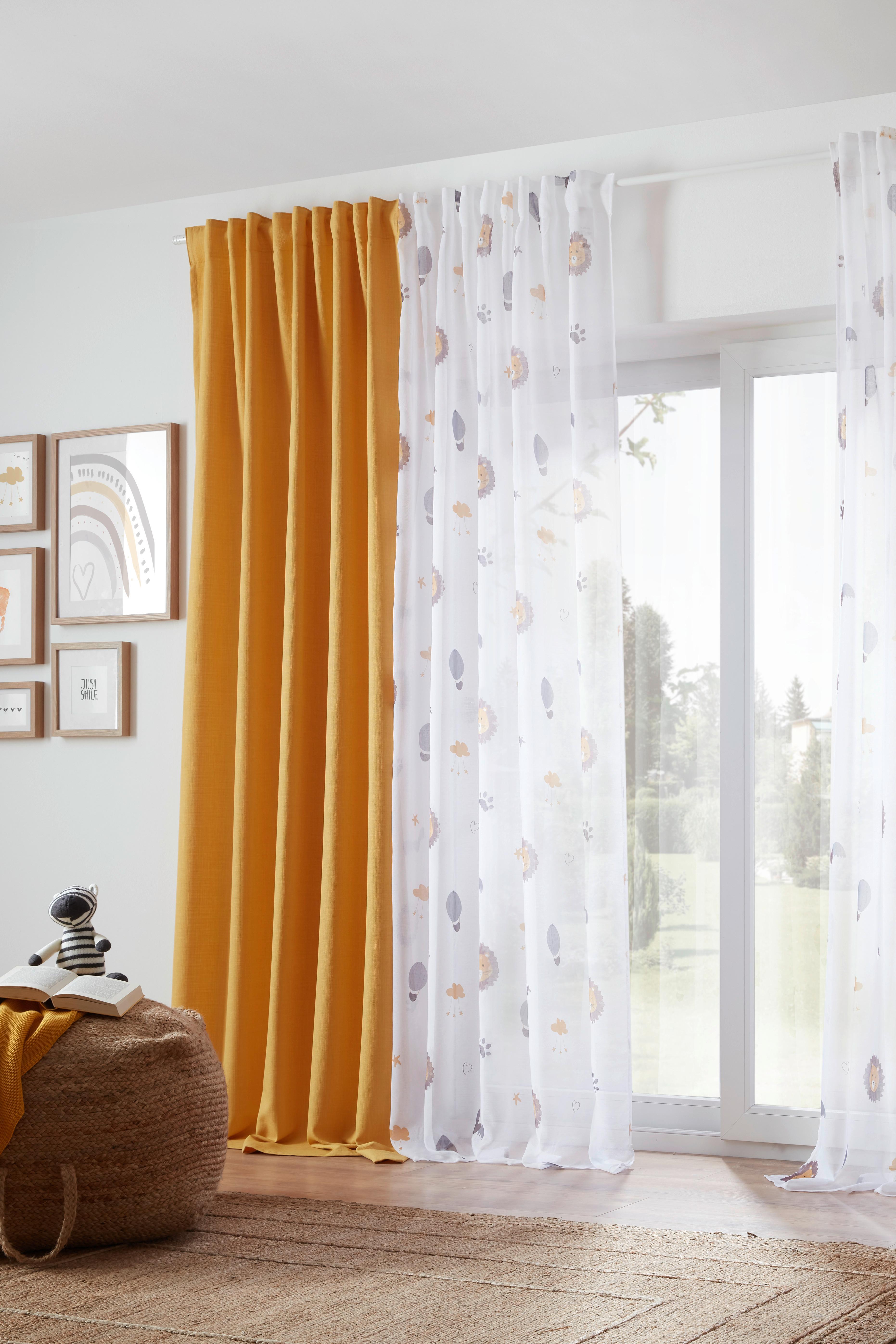 GARDINLÄNGD LEO -EXT- - gul, textil (135/255cm) - Premium Living