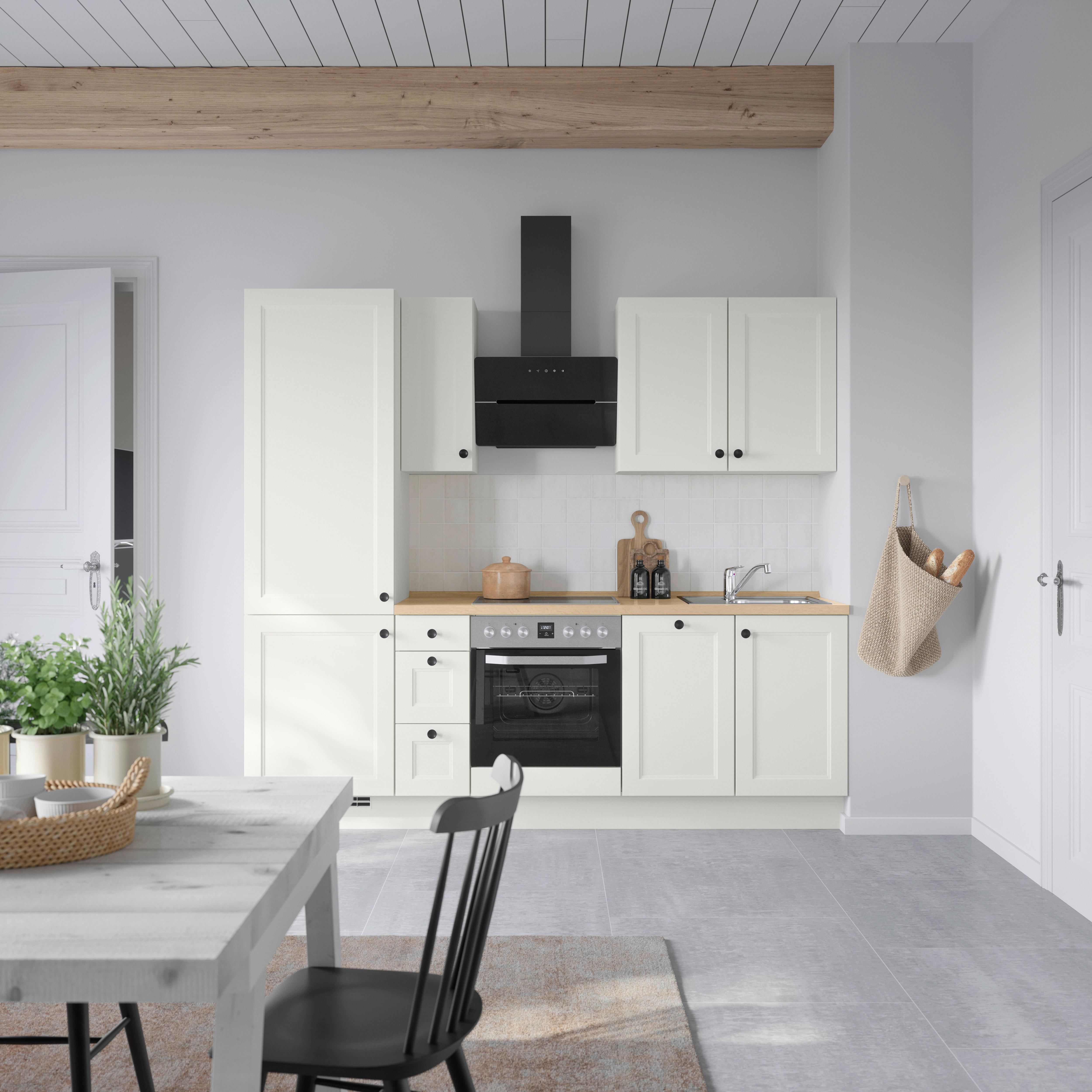 Küchenblock Cascada High m. Geräten Weiß - Eichefarben/Schwarz, MODERN, Holzwerkstoff/Metall (240cm) - Nobilia