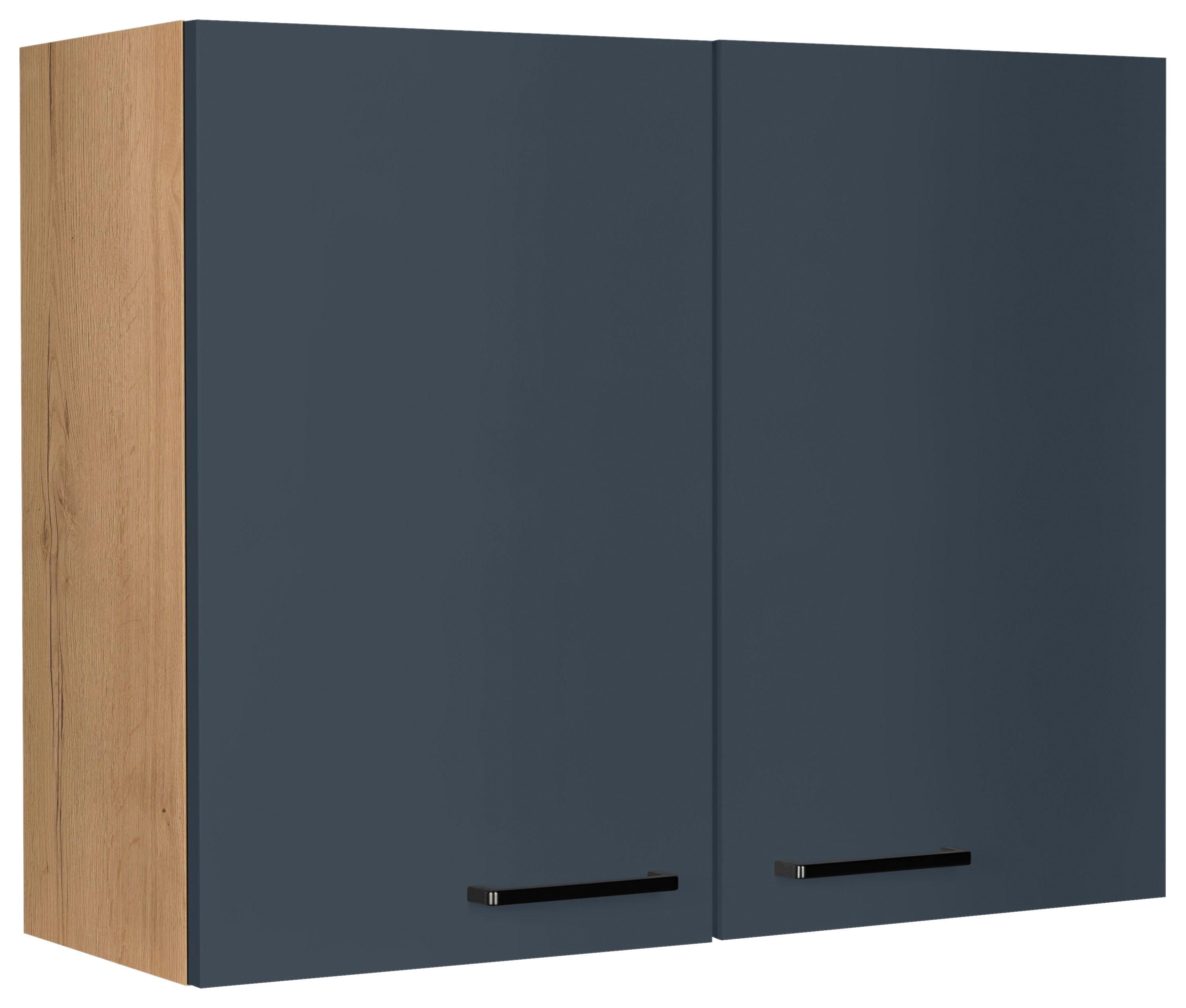 Küchenoberschrank Easytouch Blau - Blau/Eichefarben, MODERN, Holzwerkstoff/Metall (90/72/35cm) - Nobilia