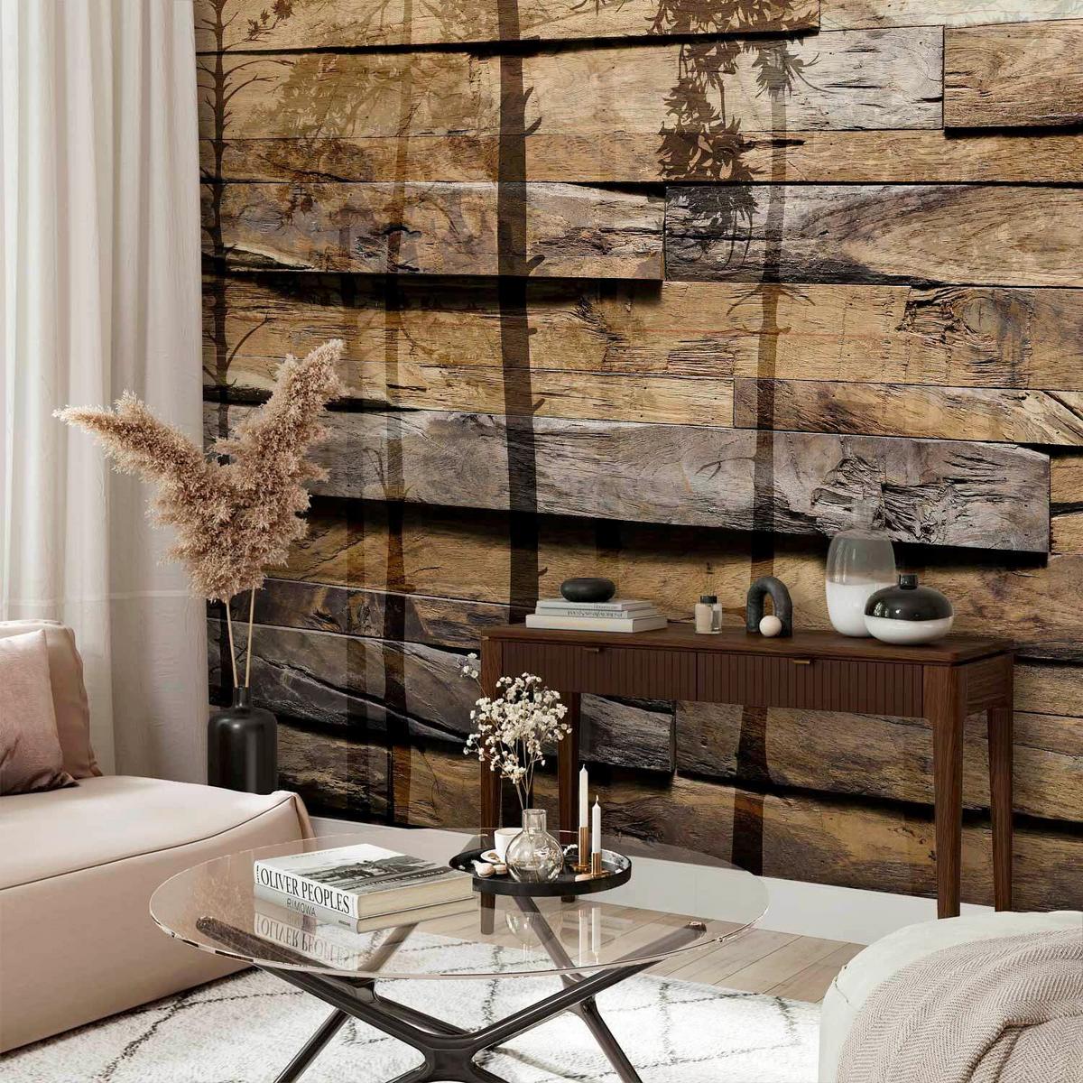 Fototapeta Shadow Of Trees, 300x210cm - bež/rjava, Trendi, tekstil (300/210cm) - artgeist