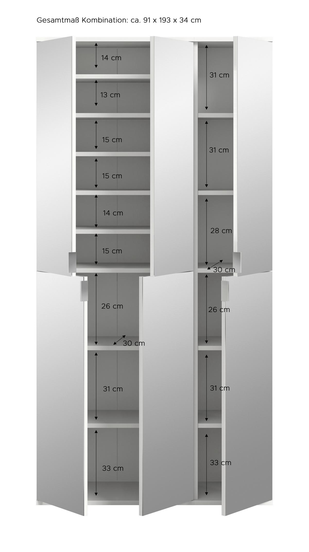 Ormar S Klasičnim Vratima Projekt X - bijela/boje kroma, Moderno, staklo/drvni materijal (91/193/34cm) - Modern Living