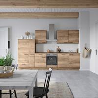 Küchenblock Structura Low m. Geräten Eiche dunkel - Eiche dunkel/Eichefarben, MODERN, Holzwerkstoff/Metall (330cm) - Nobilia