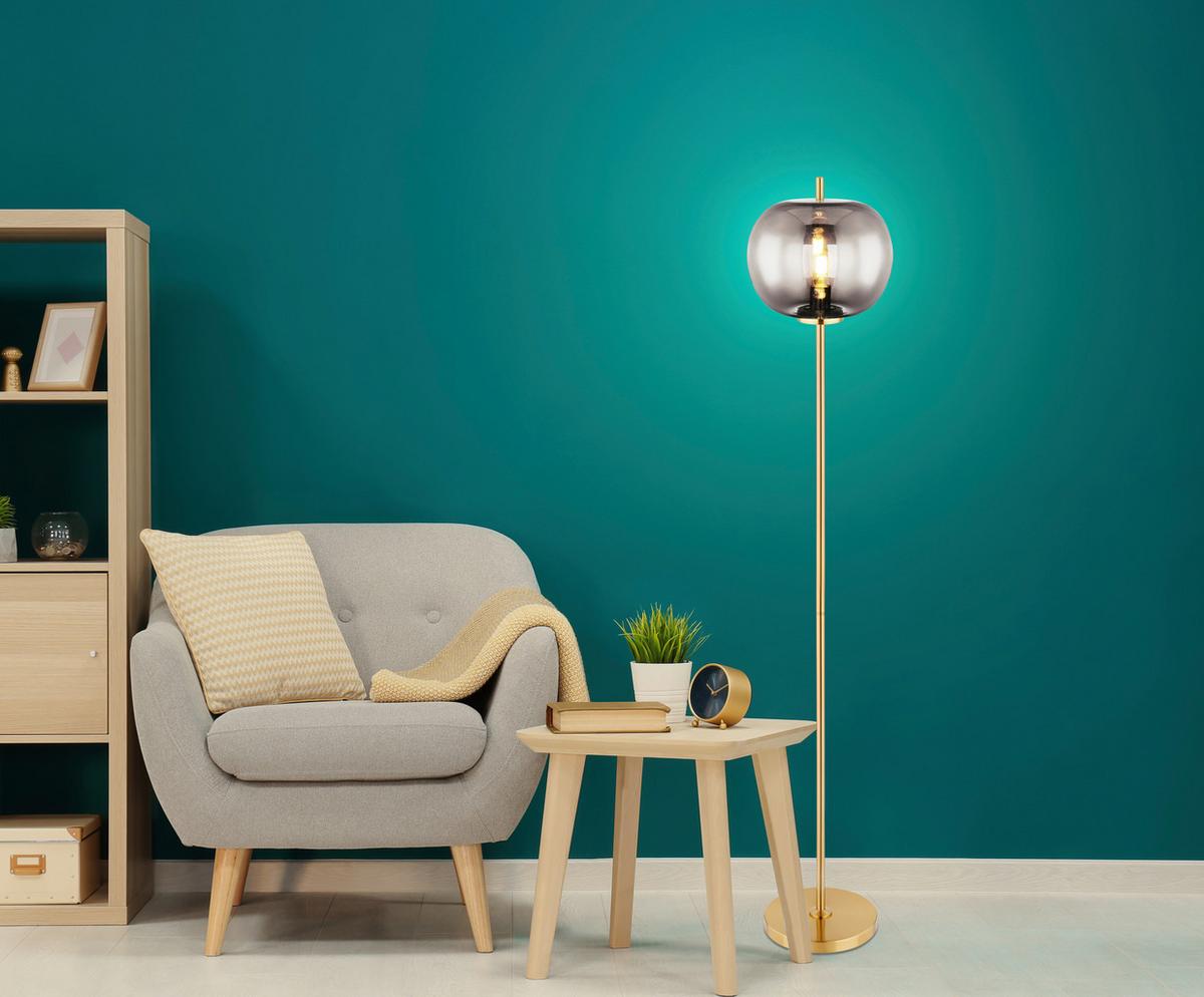 Svjetiljka Podna 15345smm Blacky I - boje mjeda, Design, staklo/metal (30/160cm) - Globo