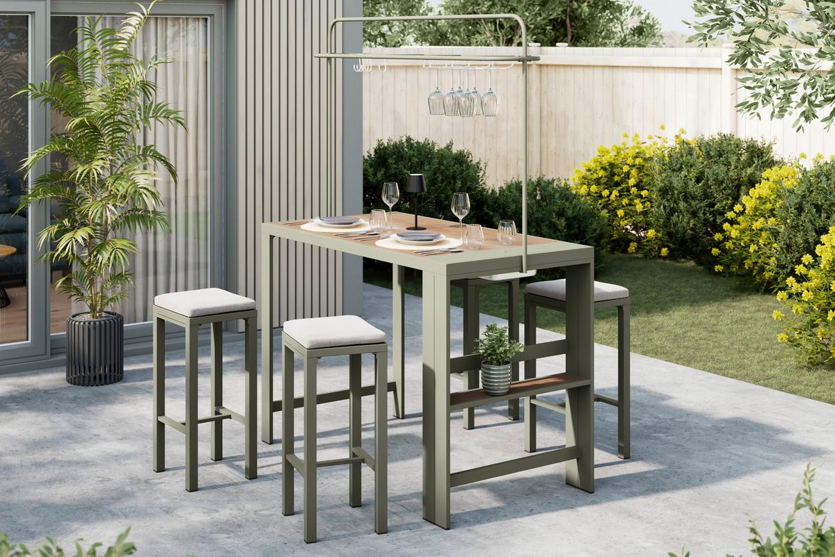 Gartenset Nelli Beige/Grün/Naturfarben - Beige/Naturfarben, MODERN, Kunststoff/Textil