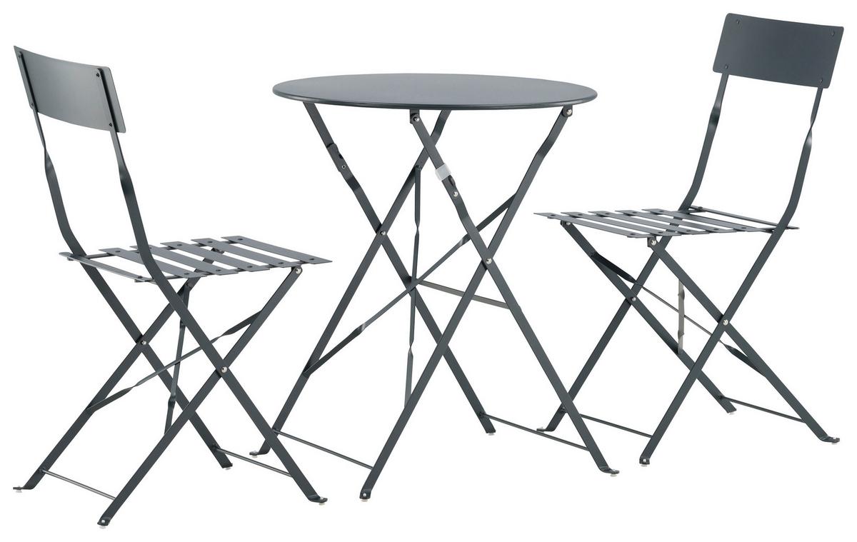 Balkonset Marseille Dunkelgrau - Dunkelgrau, KONVENTIONELL, Metall - Gardenson