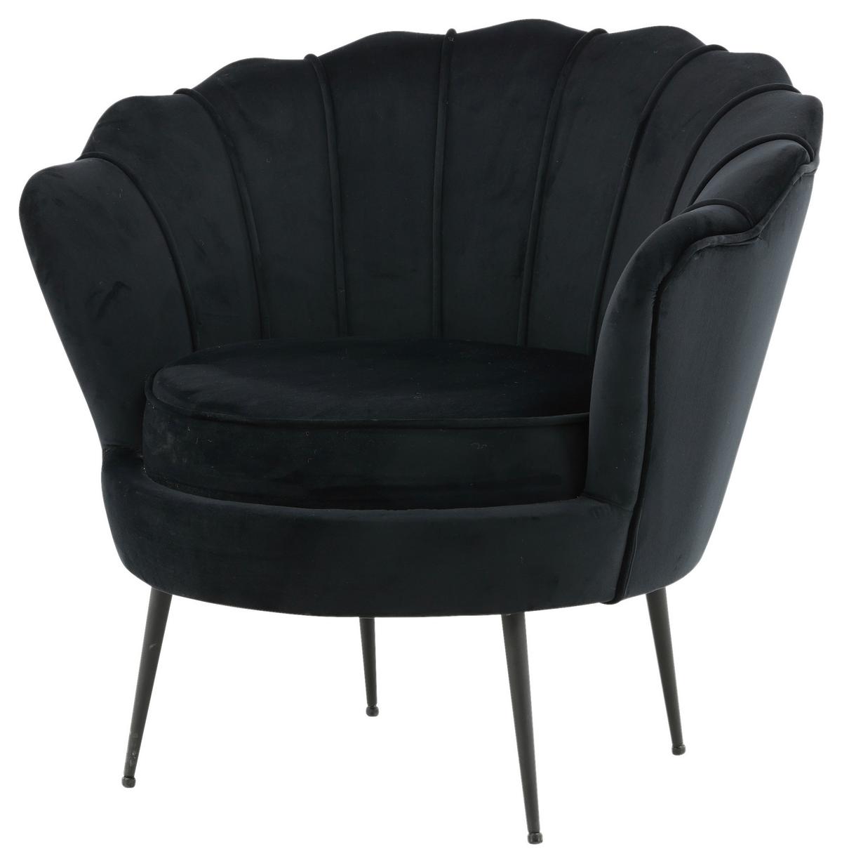 Sessel Calais ca. 83x76 cm Schwarz Samt - Schwarz, Design, Textil/Metall (83/76/77cm) - Livetastic