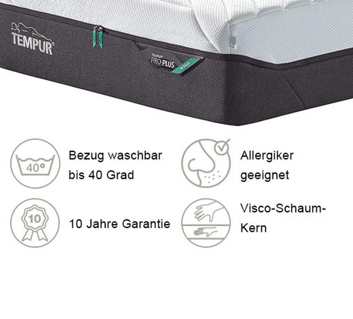 MATERAC VISCO PRO PLUS - antracytowy/biały, Basics, tkanina (90/200cm) - Tempur