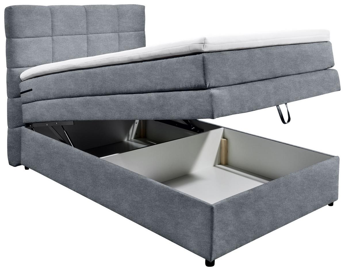 Boxspringbett Tacoma 3 inkl. Topper ca. 120x200cm Anthrazit - Anthrazit, KONVENTIONELL, Kunststoff (120/200cm) - MID.YOU