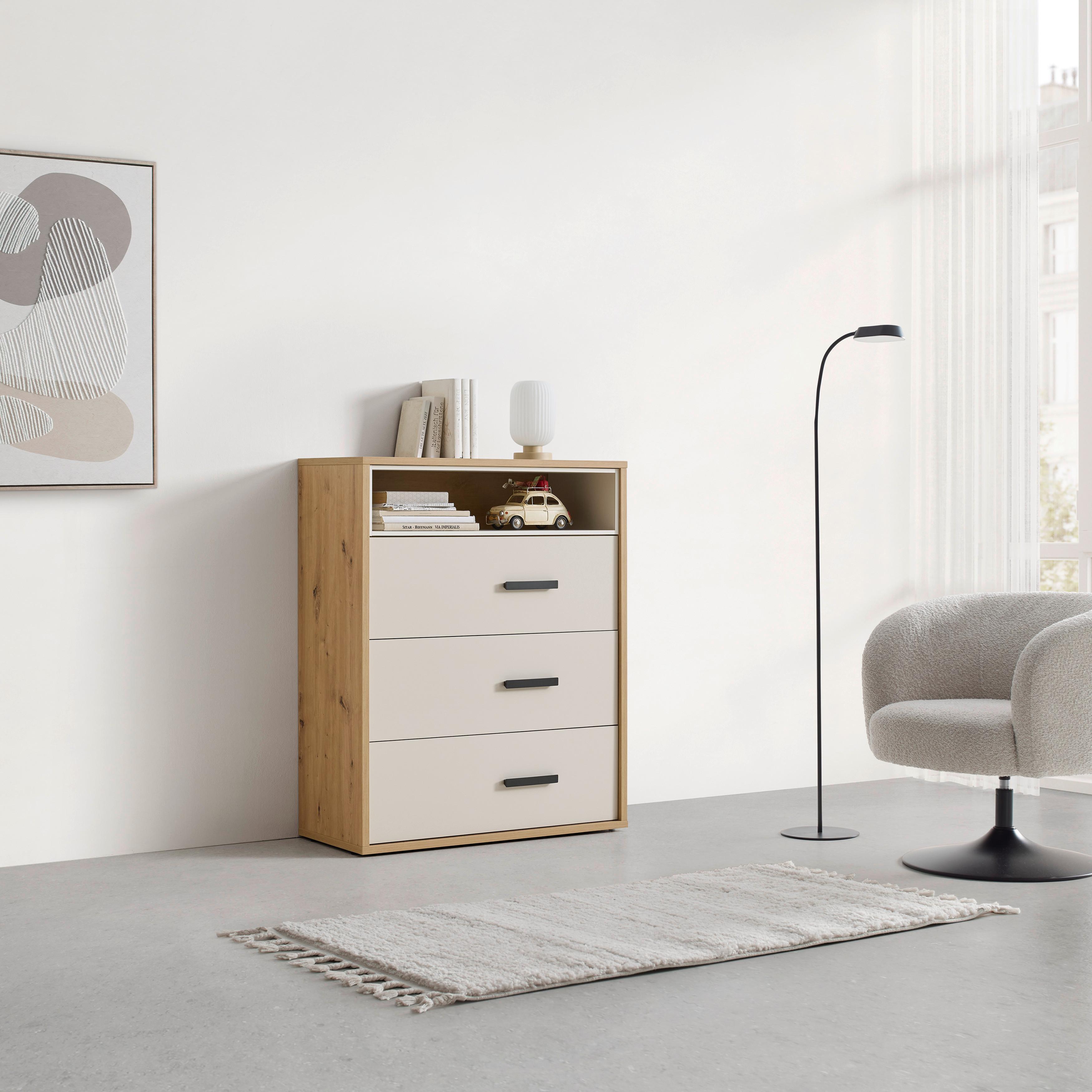 Kommode Casa Mia Kaschmirfarben - Kaschmir/Anthrazit, KONVENTIONELL, Holzwerkstoff/Metall (90/112/40.5cm) - Mömax