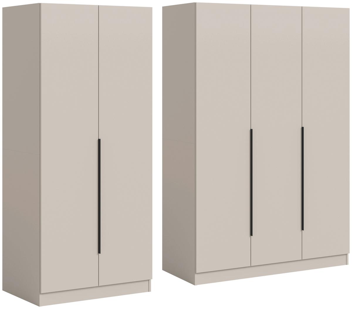Drehtürenschrank Kopenhagen Kaschmir - Kaschmir/Schwarz, MODERN, Holzwerkstoff/Kunststoff (200/181/52cm) - Livetastic