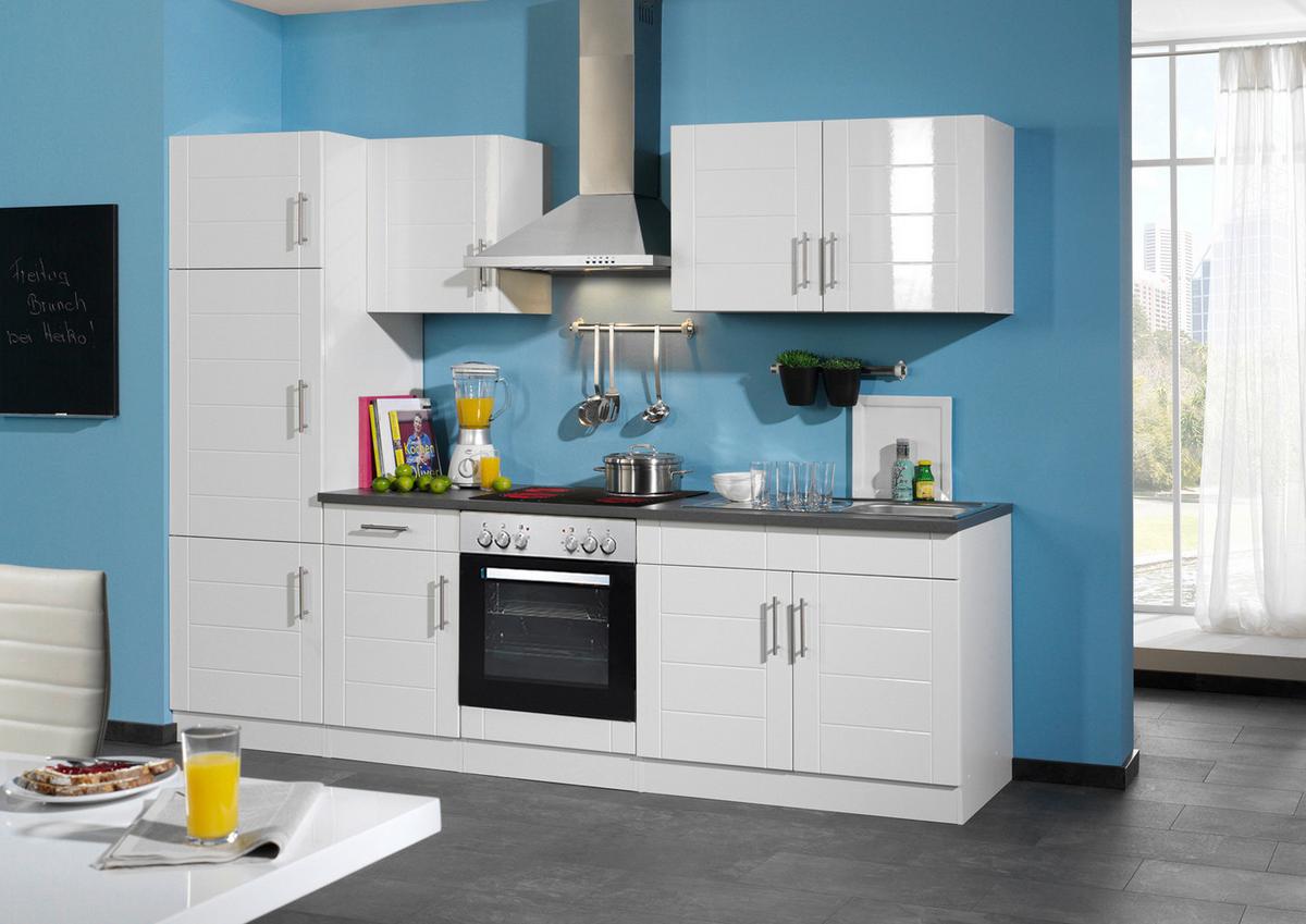 Küchenleerblock Nevada Weiß Hochglanz - Chromfarben/Weiß Hochglanz, MODERN, Holzwerkstoff/Metall (270cm) - Held