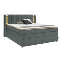 Boxspringbett Minola Gold Graphitfarben ca. 180x200cm - Graphitfarben/Schwarz, KONVENTIONELL, Kunststoff/Textil (180/200cm) - Premium Living