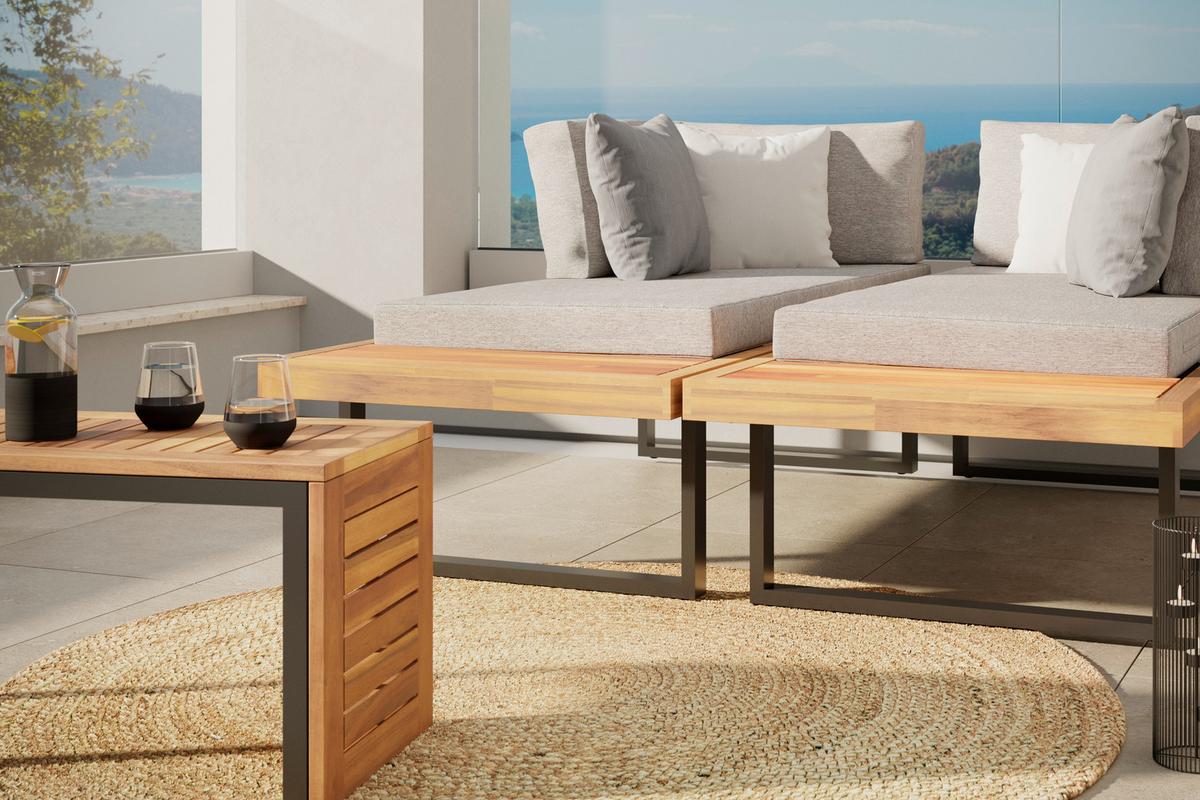 Lounge Garnitura Adam, Akacija, Siva, 3-Delno - siva, Moderno, kovina/les (175/71/68cm) - Mömax