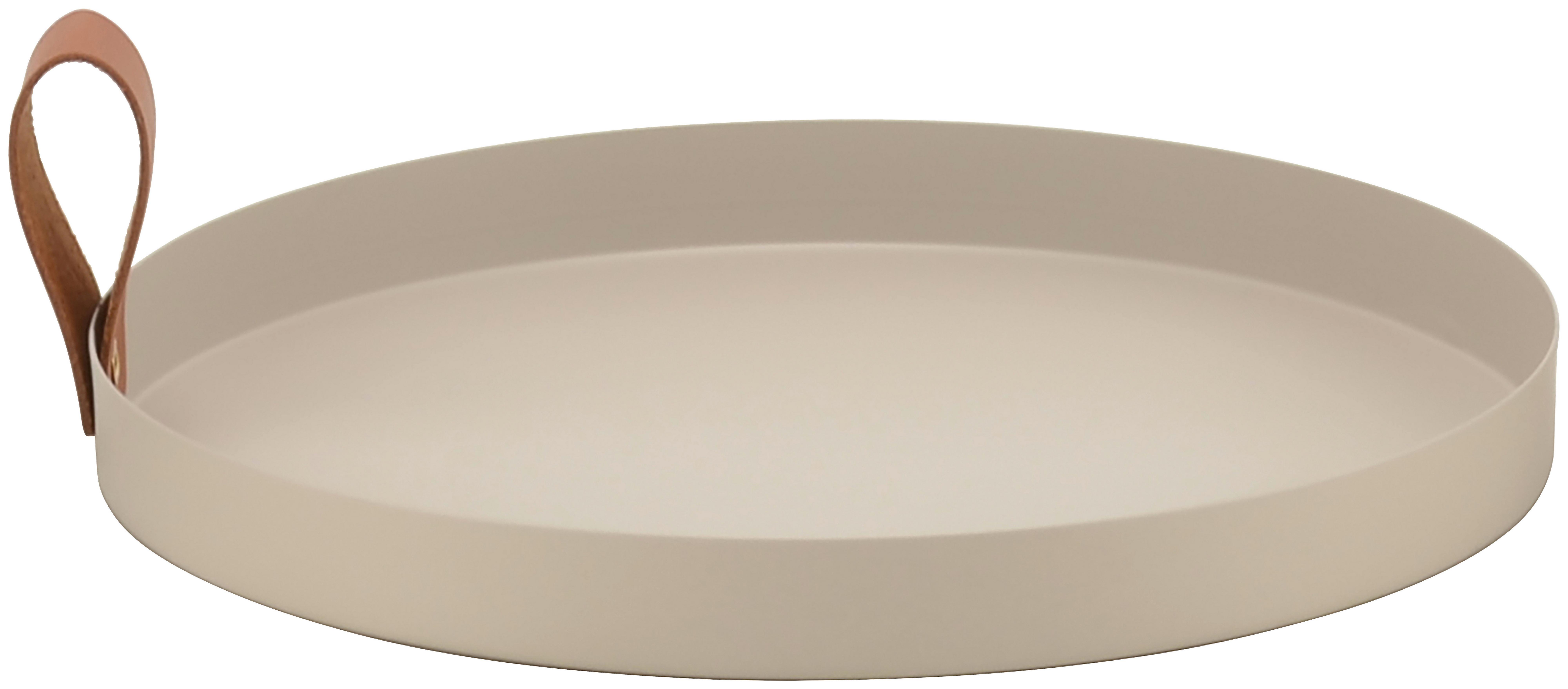 Dekoteller Maisy Beige ⌀ 25cm - Beige, MODERN, Leder/Metall (25/2,5cm) - Mömax