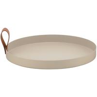 Dekoteller Maisy Beige ⌀ 25cm - Beige, MODERN, Leder/Metall (25/2,5cm) - Mömax
