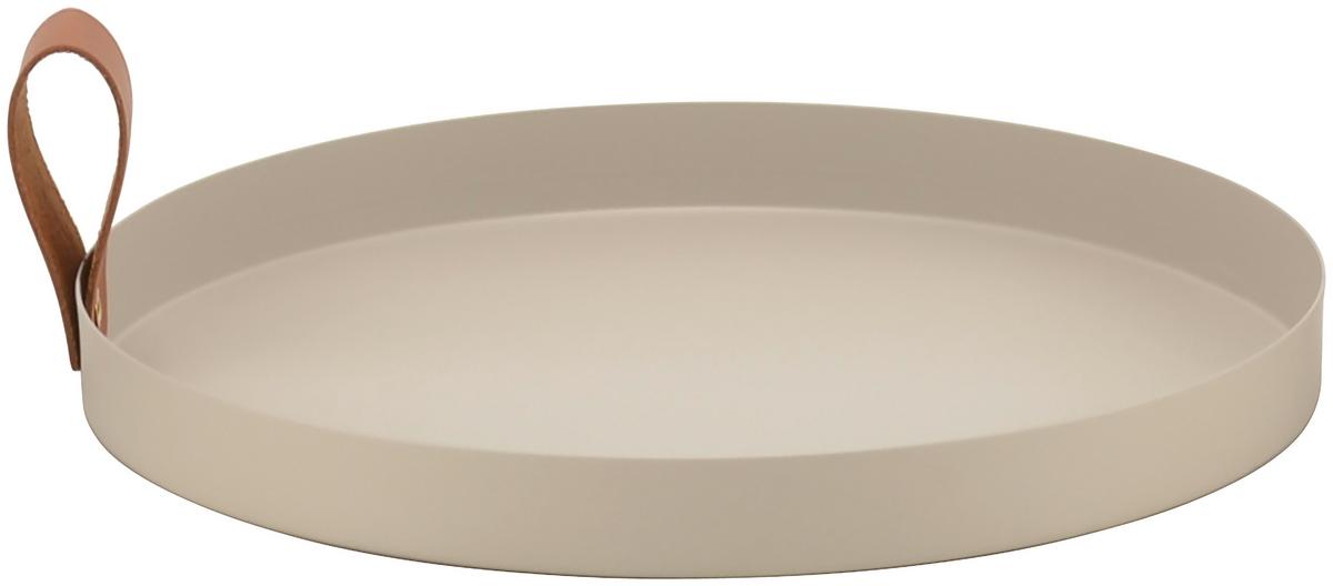 Dekoteller Maisy Beige ⌀ 25cm - Beige, MODERN, Leder/Metall (25/2,5cm) - Mömax