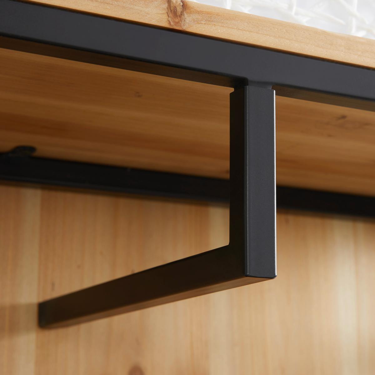 Garderobe "Vittoria" aus Tannenholz, massiv - Schwarz/Naturfarben, MODERN, Holz/Metall (67/100/27cm) - Bessagi Home