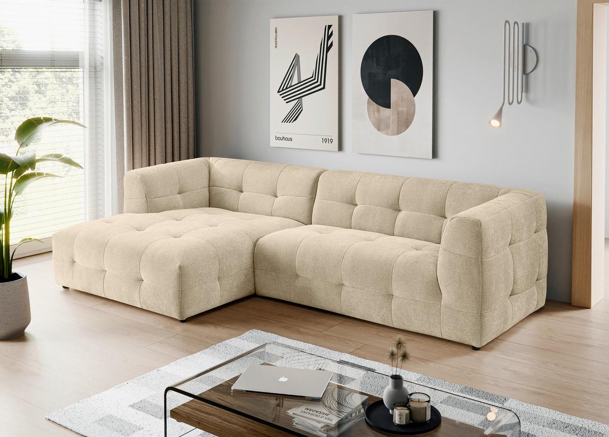 Ecksofa Tenso Beige - Beige/Schwarz, Basics, Holz/Kunststoff (161/292cm) - MID.YOU