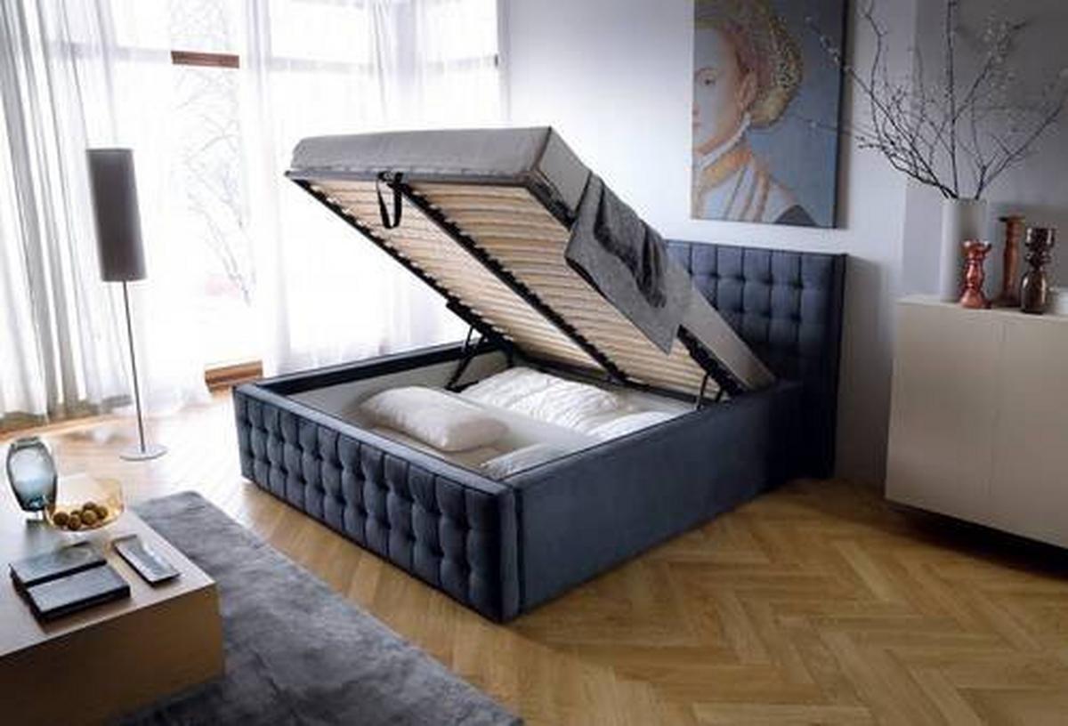Oblazinjena Postelja New Skimo - barve bora/temno siva, Moderno, kovina/leseni material (180/200cm) - Premium Living