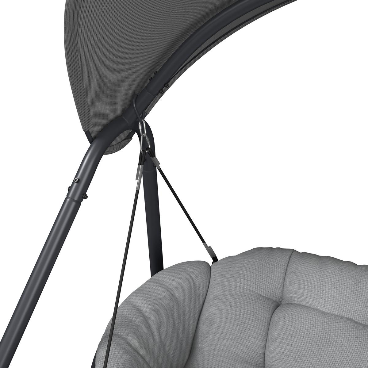 Hintaágy Holiday - világosszürke/antracit, Modern, textil/fém (234/141,5/200cm) - Mömax