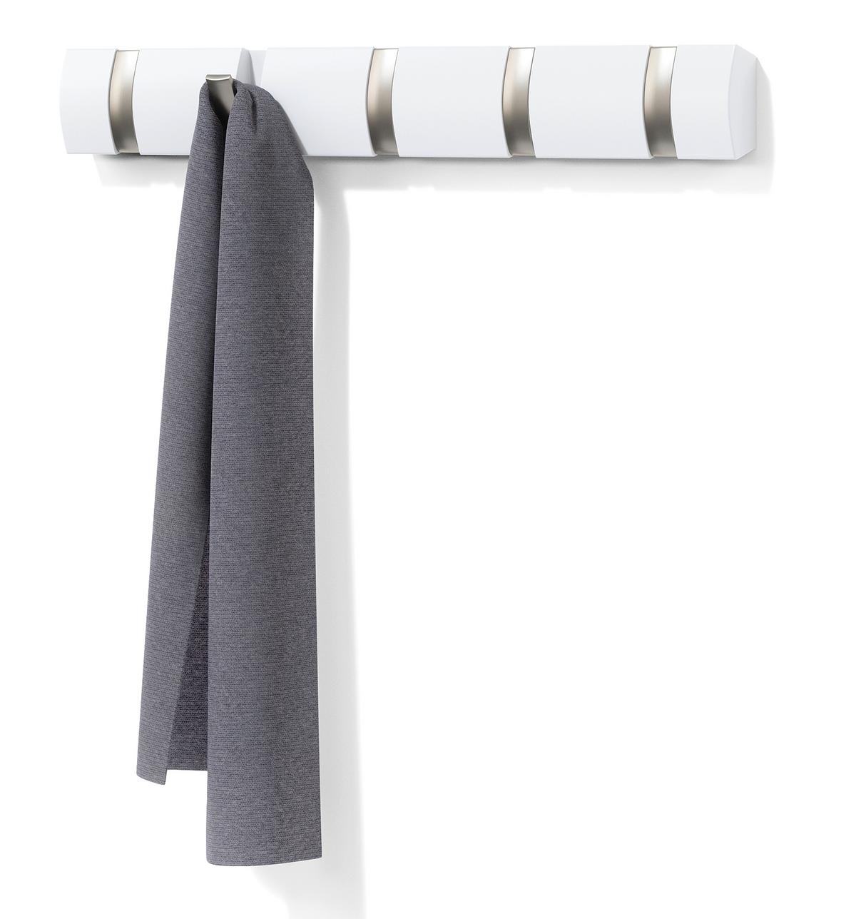 Fali Akasztóléc Flip 5 - fehér, Modern, műanyag/fa (50,8/3,1/6,5cm) - Mömax