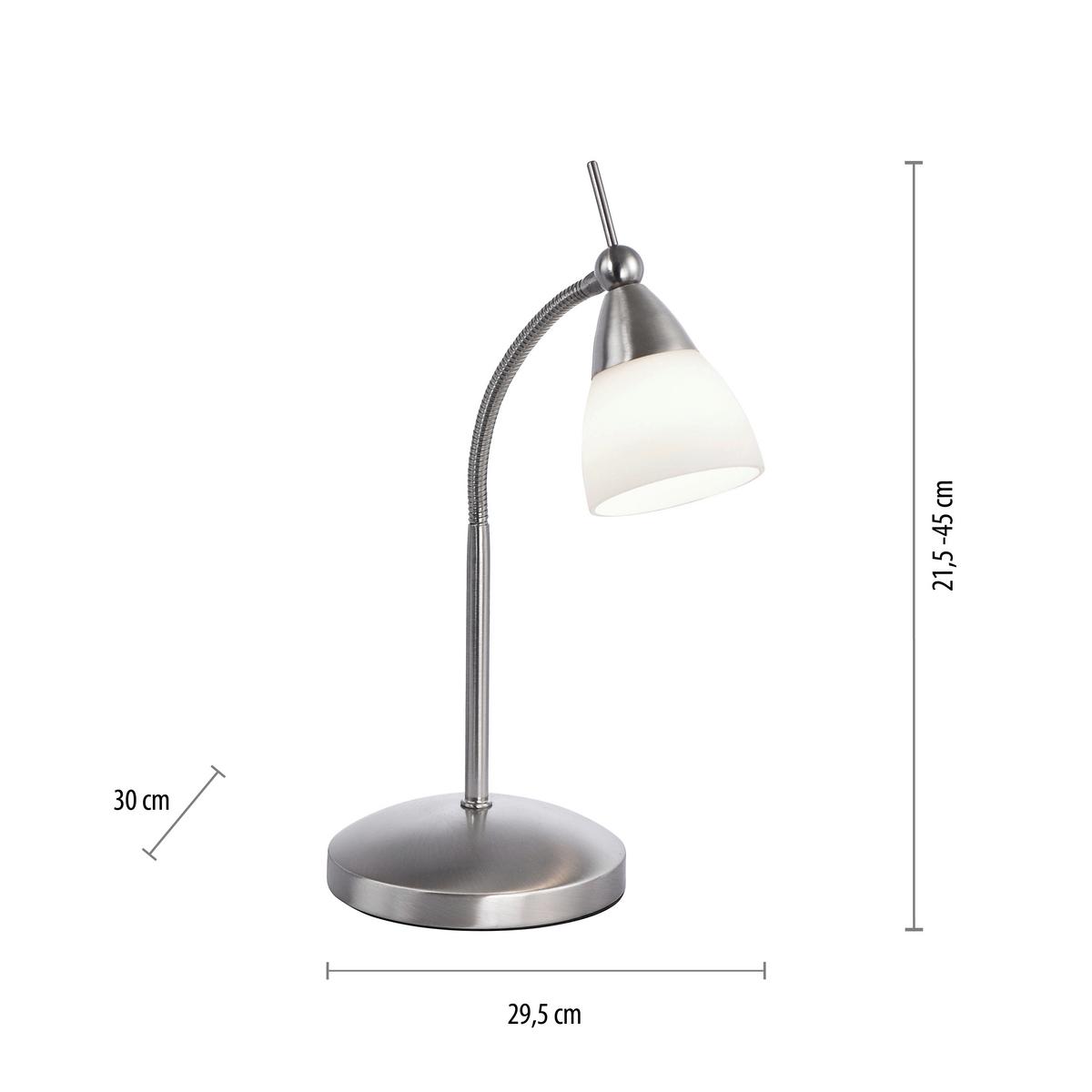 LED-Tischleuchte Pino Dimmbar max. 2,6 Watt - Edelstahlfarben, Basics, Glas/Metall (30/29.5/45cm) - Paul Neuhaus